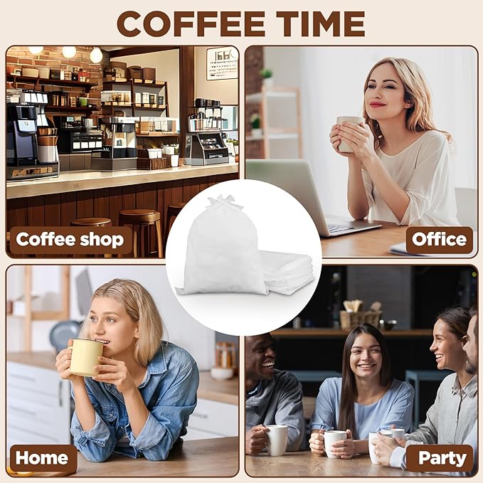 100 Pack 16" x 20" Commercial Cold Brew Coffee Filters – Disposable Non-Woven Fabric Filter Bags for 5-Gallon Buckets, Coffee Shops & Home Brewing