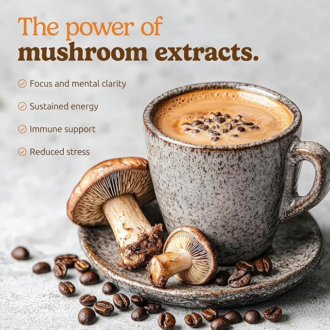 10-in-1 USDA Certified Organic Decaf Mushroom Coffee, Instant Mushroom Coffee Decaf, Brazilian Dark Roast for Better Energy, Focus, Gut Health, 30 Sticks - ShroomDNA