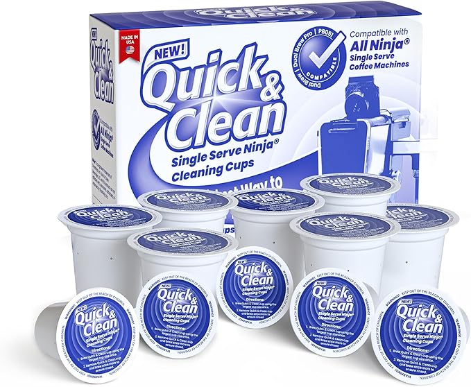 Quick & Clean 12-Pack Cleaning Pods Compatible with Ninja Single-Serve Coffee Machines - DualBrew, DualBrew Pro, and PB051 Compatible - Removes Stains, Non-Toxic and Eco-Friendly