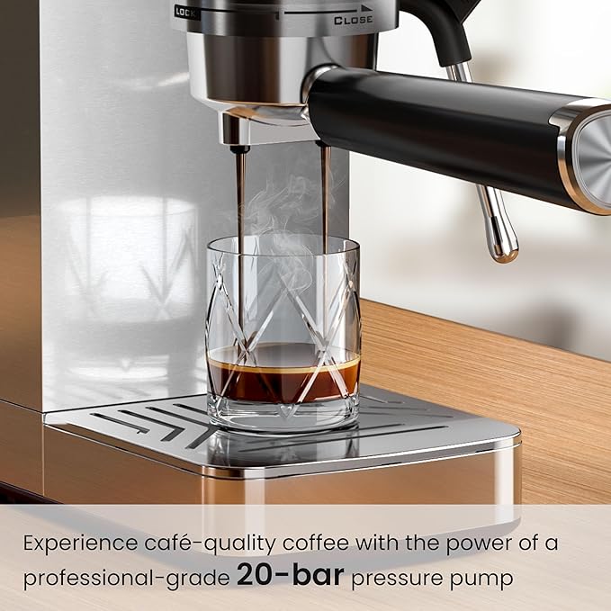 Kismile Espresso Machines,Professional Espresso Maker with Milk Frother Steam Wand for Latte & Cappuccino, Coffee Machine with Removable Water Tank for Home/Office