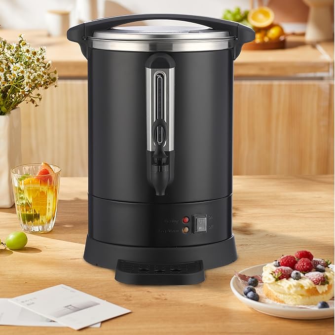 100 Cup Commercial Coffee Urn (14L/3.8 Gal), Double-Wall Stainless Steel Electric Hot Beverage Dispenser with Fast Brew & Keep Warm Function for Buffet, Catering & Party