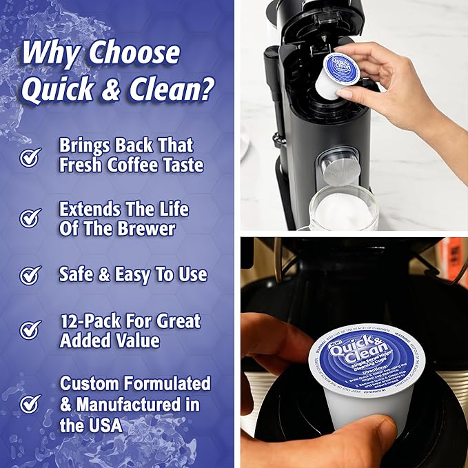 Quick & Clean 12-Pack Cleaning Pods Compatible with Ninja Single-Serve Coffee Machines - DualBrew, DualBrew Pro, and PB051 Compatible - Removes Stains, Non-Toxic and Eco-Friendly