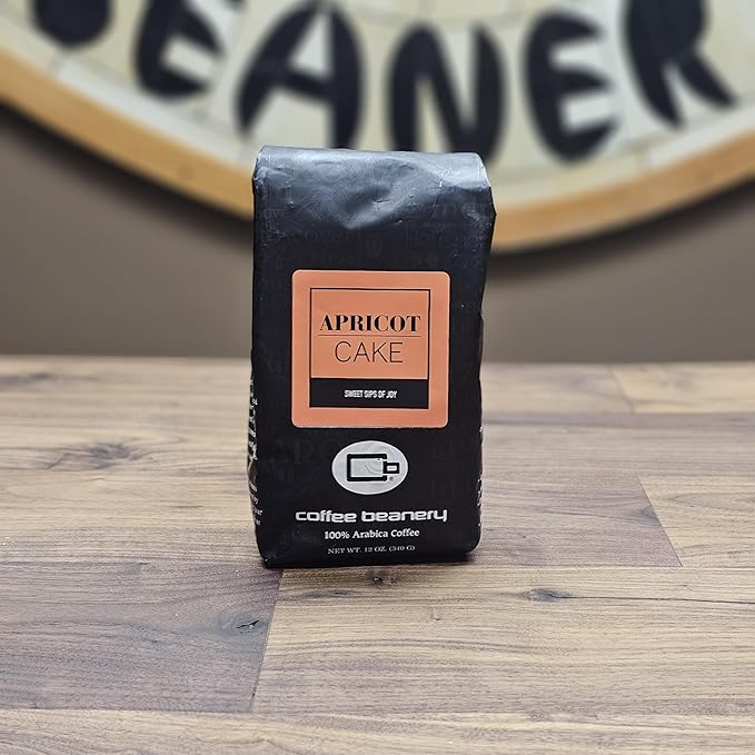 Apricot Cake Decaf Coffee Beans by Coffee Beanery | Medium Roast, 12oz, Flavored Whole Beans
