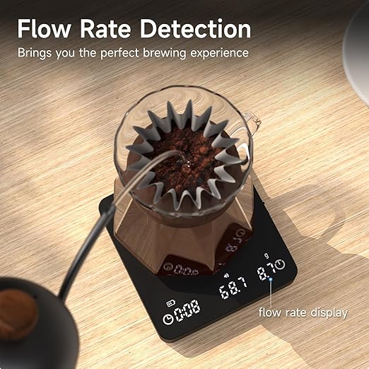 Qzzhizao Digital Coffee Scale, 2kg/0.1g High Precision Mini Espresso Coffee Scale with Timer, Rechargeable, for Espresso and Pour-Over Coffee