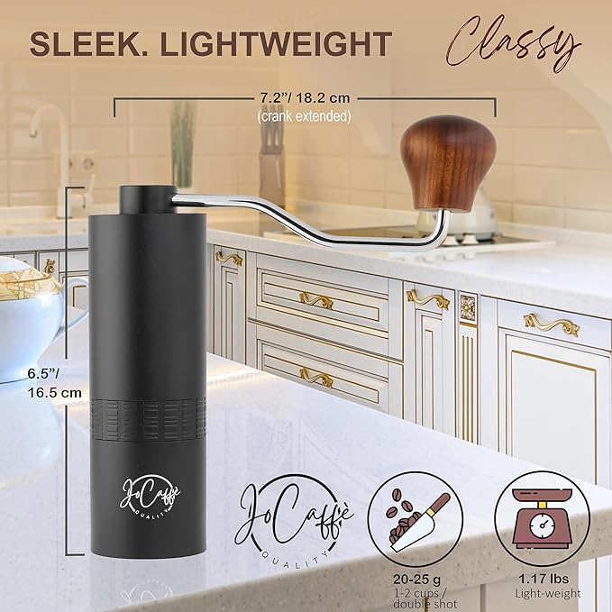 Manual Coffee Grinder for Home Use, Stainless Steel Conical Burr, Espresso Bean Coffee-Grinder, Best Small Portable Mill, Adjustable Grind Settings, Mini Hand Crank, Moledor de Cafe de Grano