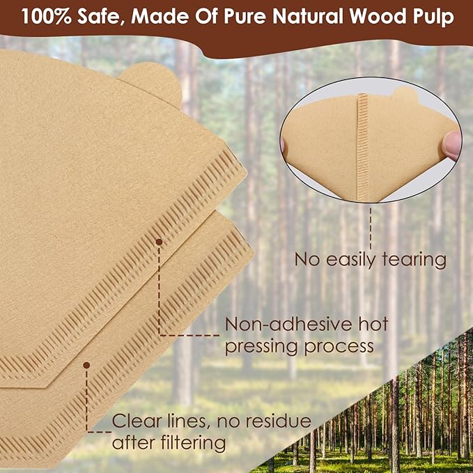 600 Count Coffee Filters #2 Unbleached Coffee Filters 2 Cone Paper Fits for Drip and Compatible with Pour Over Coffee Maker (2-6 Cup)