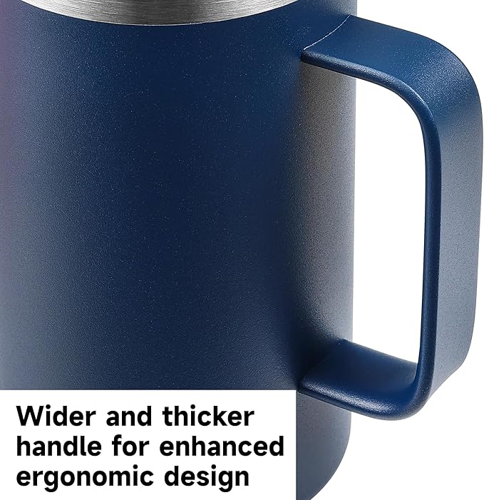 Zynkify 22oz Insulated Coffee Mug with Handle & Leak-Proof Lid - Double Wall Stainless Steel Travel Tumbler for Commute/Office/Home, Army Green, 1 Pack