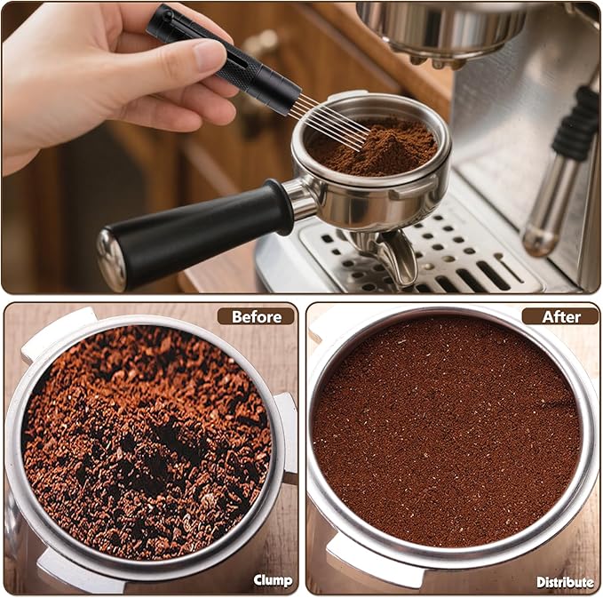51mm Espresso Accessories Kit, includes a Coffee Tamper, Espresso WDT Tool, Magnetic Dosing Funnel and Round Silicone Pad, Espresso Coffee Tamper Set for Portafilter Barista Tools