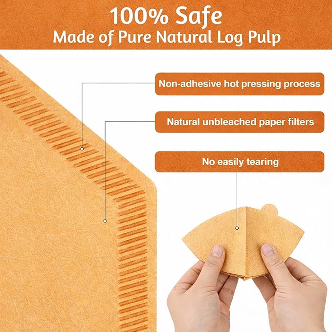 Hogurity 400 Count Coffee Filters #4, Disposable Coffee Filters 8-12 Cup,No Blowout,Unbleached Natural Coffee Filters 4 Cone Paper for Pour Over Coffer Makers/Coffee Dripper Cones