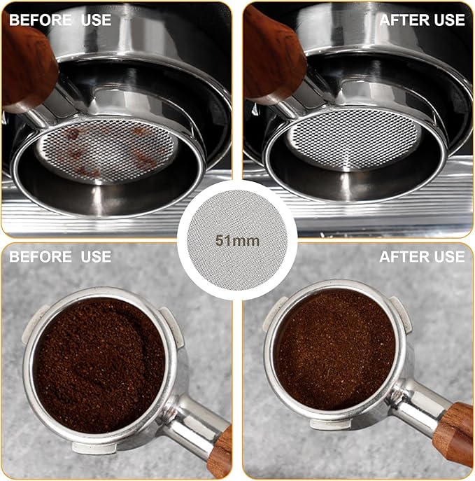 51mm Espresso Accessories Kit, Espresso Distributor, Dosing Funnel and Puck Screen Set, WDT Tool Espresso, Coffee Tamper Espresso Machine Accessories for 51 mm Portafilter Barista Tools