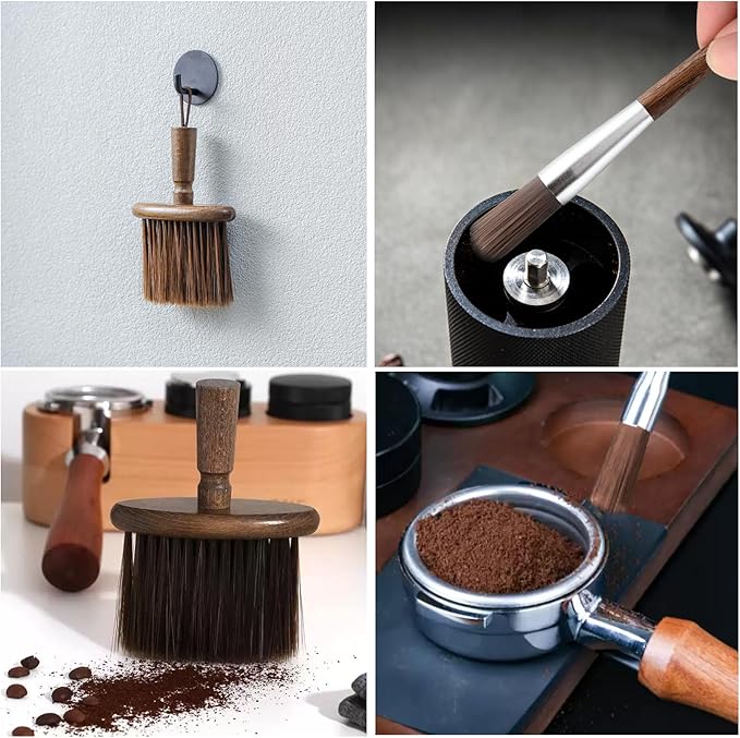 2PCS Coffee Grinder Cleaning Brush,Coffee Filter Cleaning Brush,Dusting Espresso Brush Accessories Cleaner Barista Brush,Wooden Handle Cleaning Tool for Barista Home Kitchen