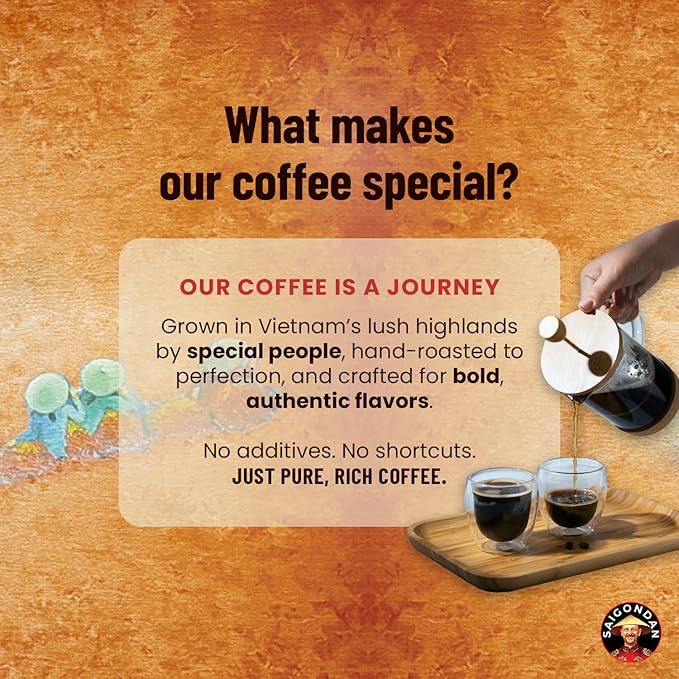 Vietnamese Coffee Beans – Saigondan Adventure 100% Robusta Light Espresso Roast Whole Bean – Premium Single Origin, Direct Trade Vietnamese Coffee – 12 oz