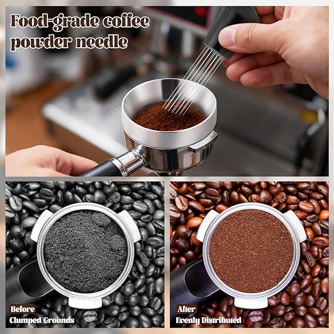 Espresso Accessories Kit - 6Pcs Coffee Tools with Stainless Steel Dual-Head Tamper and Distributor, Essential Espresso Tools for Multiple Machines, Home Baristas and Coffee Lovers (58mm)