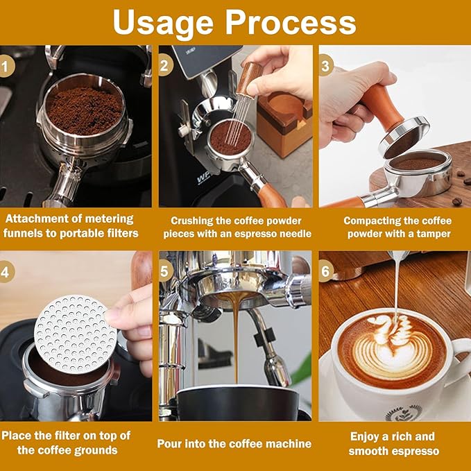 53mm Espresso Accessories Kit, Wooden Handle Espresso Tamper, WDT Tool, Puck Screen and Dosing Funnel Set Fits Delonghi 53 mm Espresso Coffee Machines and Portafilter, Barista Tools