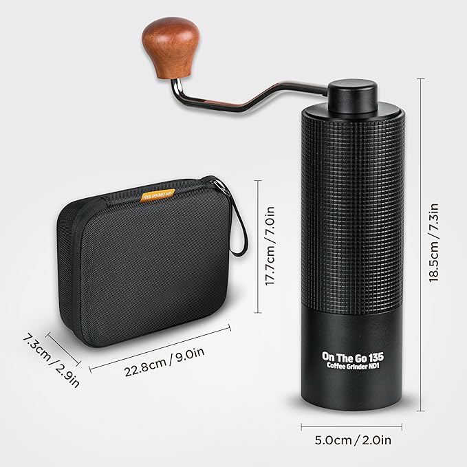 Manual Coffee Grinder - Stainless Steel Conical Burr with Adjustable Setting, Double Bearing - Max Capacity 0.88oz, Hand Grinder for Home, Travel and Camping, and Gift