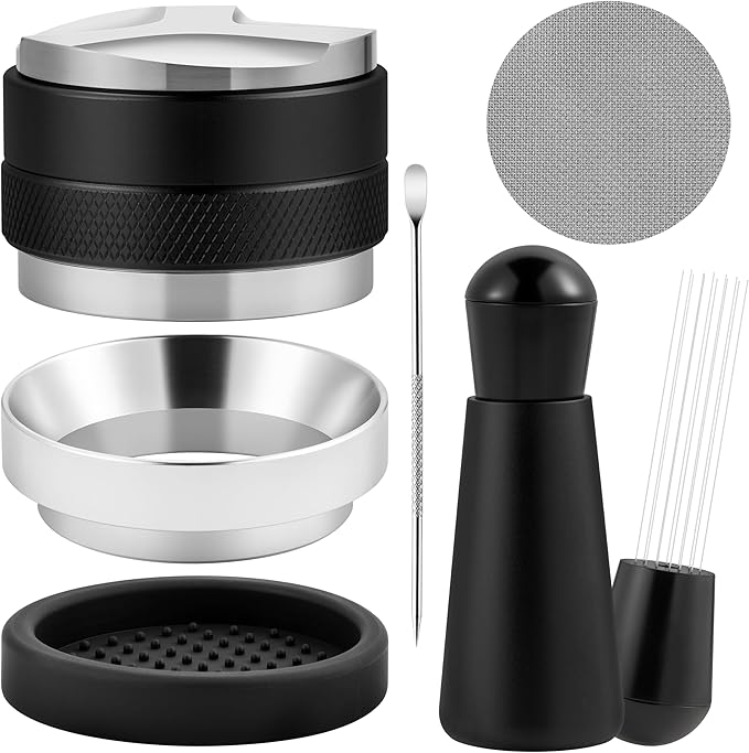 Espresso Accessories Kit - 6Pcs Coffee Tools with Stainless Steel Dual-Head Tamper and Distributor, Essential Espresso Tools for Multiple Machines, Home Baristas and Coffee Lovers (51mm)