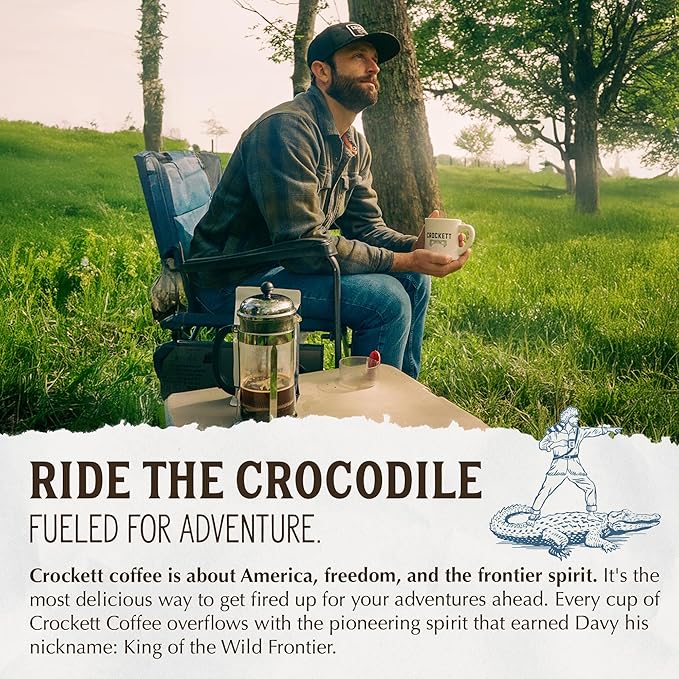 Crockett Whole Bean Coffee – USDA Organic Medium Roast Whole Coffee Beans with Smooth Flavor, Bold Aroma & Clean Finish – Healthy for Focused Energy, All-Day Drive & Guilt-Free Brewing