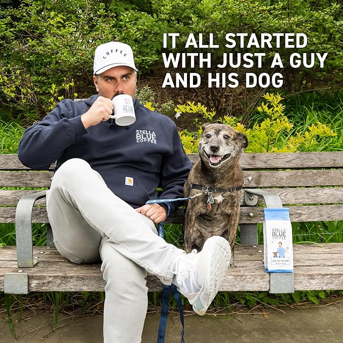 Stella Blue Whole Bean Coffee, Electric Avenue Blend, Dark Roast, Toffee Dark Chocolate, Smoky Notes, 100% Arabica Beans, Ethically Sourced from Central and South America, Smooth Balanced, 12oz Bag