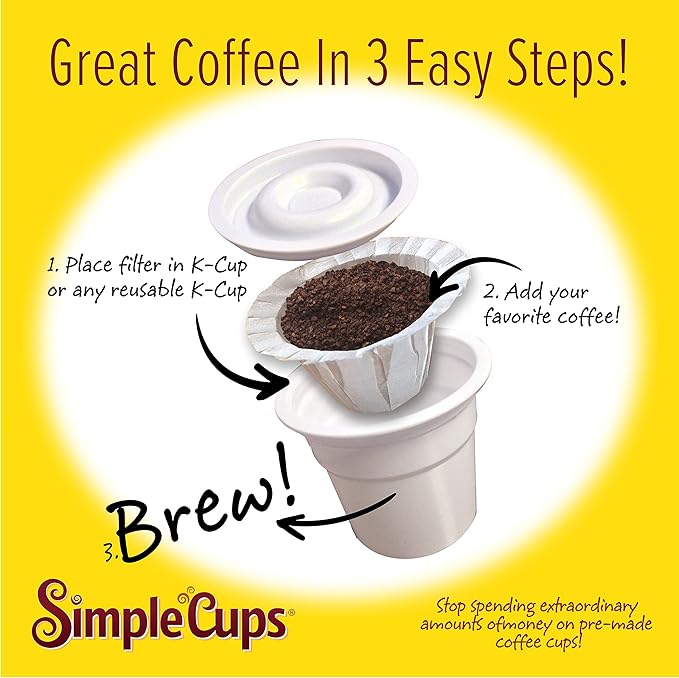 Disposable Paper Coffee Filters 100 count - Compatible with Keurig, K-Cup machines & other Single Serve Coffee Brewer Reusable K Cups - Use Your Own Coffee & Make Your Own Pods - Works with All Brands