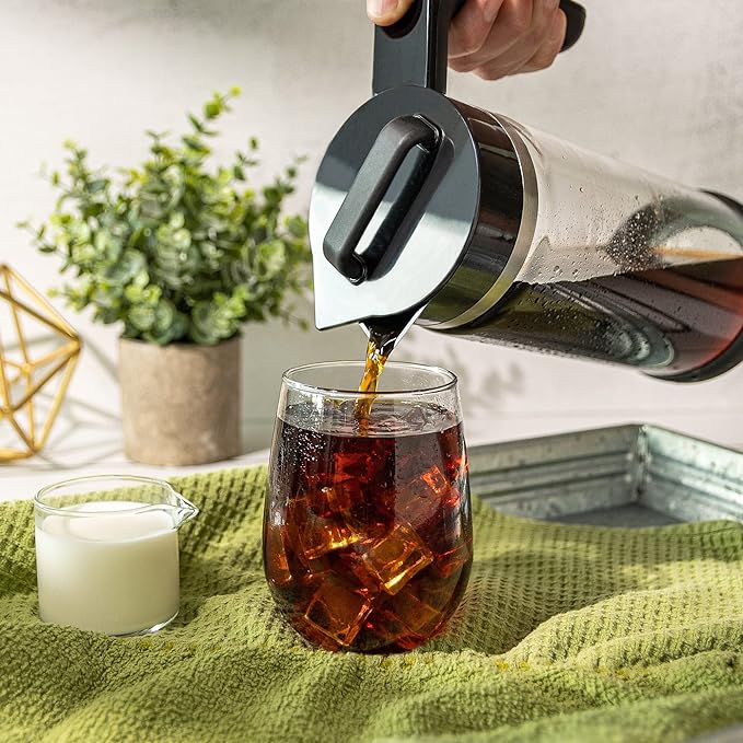 VINCI Express Cold Brew, Electric Cold Brew Coffee Maker in 5 minutes, Glass Carafe, 4 Brew Strength Settings & Cleaning Cycle, Easy to Use & Clean, Cold Brewer for Iced Coffee, 1.4 L Dial Control