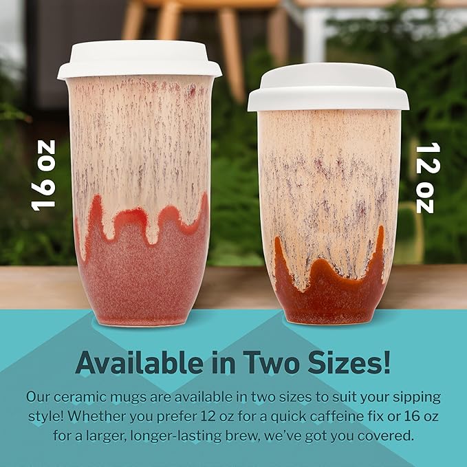 NOVA CERAMICS Travel Coffee Cup– Travel Coffee Tumbler – On the Go Coffee Mug – Microwave & Dishwasher Safe Green CoffeeTumbler - Gifts For Women Men Him Her – 16oz – Jupiter