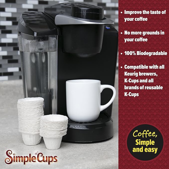 Disposable Paper Coffee Filters 300 Count - Compatible with Keurig, K-Cup machines & other Single Serve Coffee Brewer Reusable K Cups - Use & Make Your Own Pods - Works with All Brands, Gift