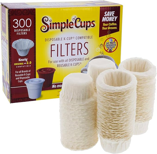 Disposable Paper Coffee Filters 300 Count - Compatible with Keurig, K-Cup machines & other Single Serve Coffee Brewer Reusable K Cups - Use & Make Your Own Pods - Works with All Brands, Gift